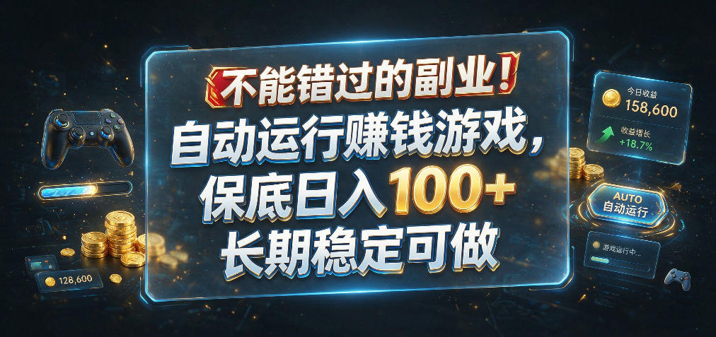 不能错过的副业！自动运行賺钱游戏，保底日入100+，长期稳定可做【揭秘】 - 网创智汇