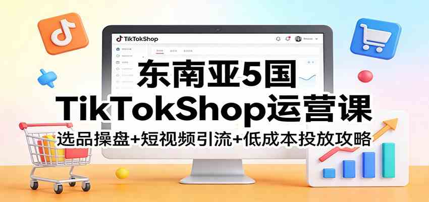 东南亚5国TikTokShop运营课：选品操盘+短视频引流+低成本投放攻略 - 网创智汇
