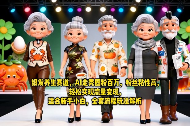 银发养生赛道，AI走秀圈粉百万，粉丝粘性高，轻松实现流量变现，适合新手小白，全套流程玩法解析 - 网创智汇