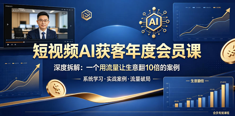 短视频AI获客年度会员课，深度拆解，一个用流量让生意翻10倍的案例 - 网创智汇