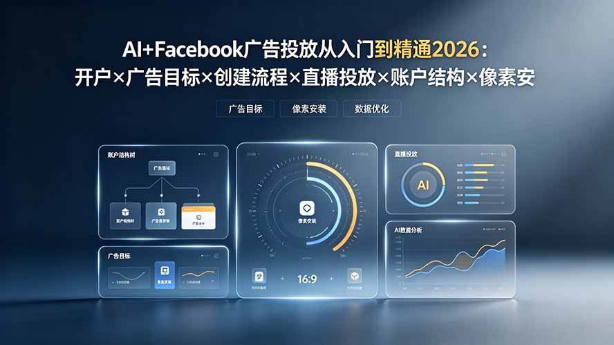 （19465期）AI+Facebook广告投放从入门到精通2026：开户×广告目标×创建流程×直播投放×账户结构×像素安装×AI赋能 - 网创智汇