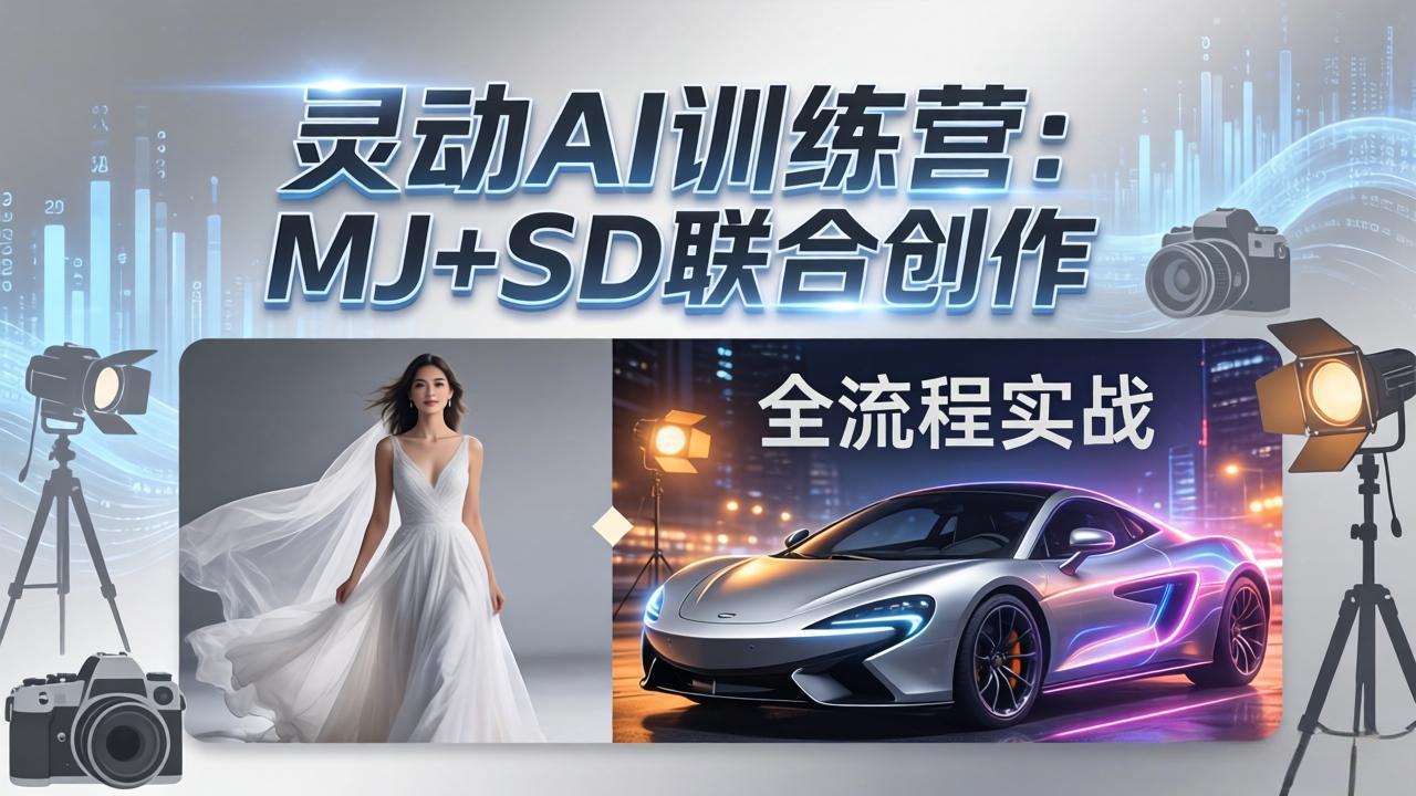 灵动AI训练营-3.0课程：MJ+SD联合创作，从婚纱大片到汽车广告，摄影后期全流程实战 - 网创智汇