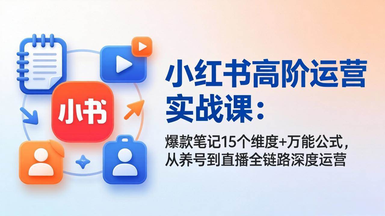 （17844期）小红书高阶运营实战课：爆款笔记15个维度+万能公式，从养号到直播全链路深度运营 - 网创智汇