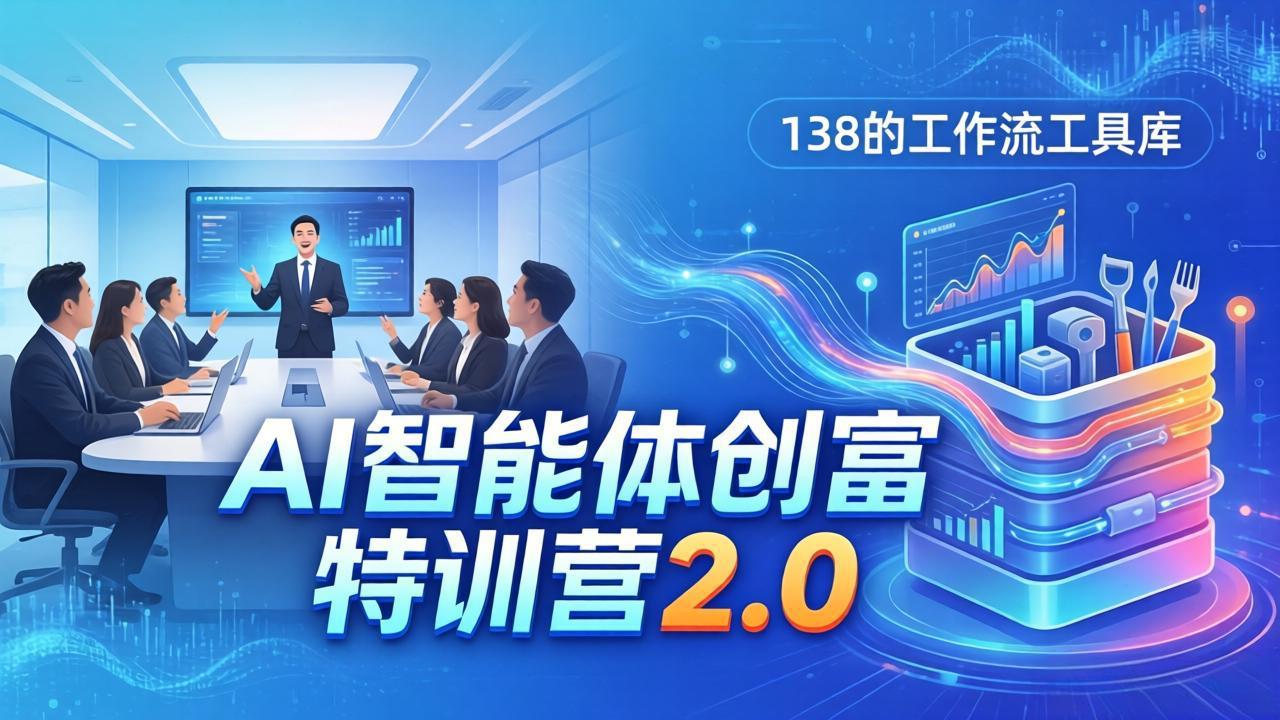 AI智能体创富训练营2.0：3天闭门直播+视频课+工具库，从0到1搭建智能体附138个工作流 - 网创智汇
