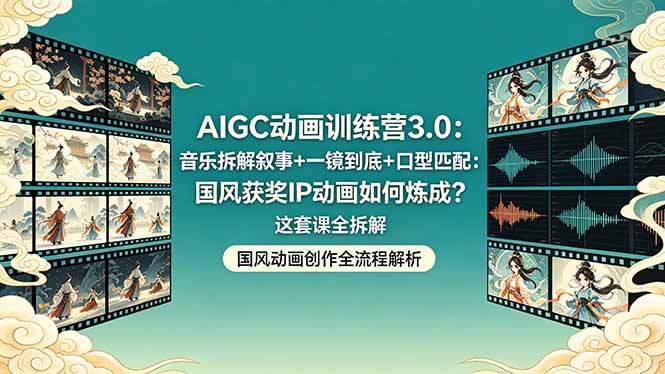 AIGC动画训练营3.0：音乐拆解叙事+一镜到底+口型匹配：国风获奖IP动画如何炼成？这套课全拆解 - 网创智汇