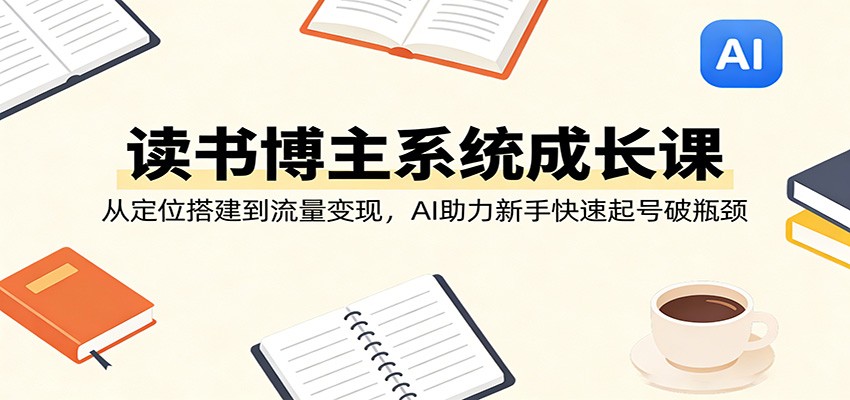 读书博主系统成长课：从定位搭建到流量变现，AI助力新手快速起号破瓶颈 - 网创智汇