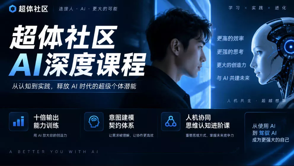 超体社区AI深度课程，十倍输出能力训练，意图建模契约体系，人机协同思维认知进阶课 - 网创智汇