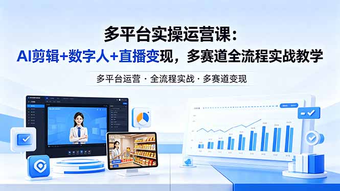 某团队多平台实操运营课-更新26年4月29：AI剪辑+数字人+直播变现，多赛道全流程实战教学 - 网创智汇