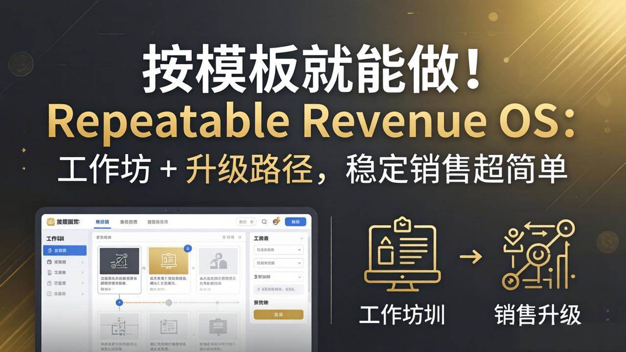 （18085期）按模板就能做！Repeatable Revenue OS：工作坊 + 升级路径，稳定销售超简单 - 网创智汇