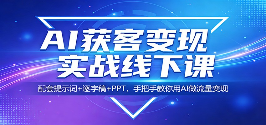 AI获客变现实战线下课：配套提示词+逐字稿+PPT，手把手教你用AI做流量变现 - 网创智汇