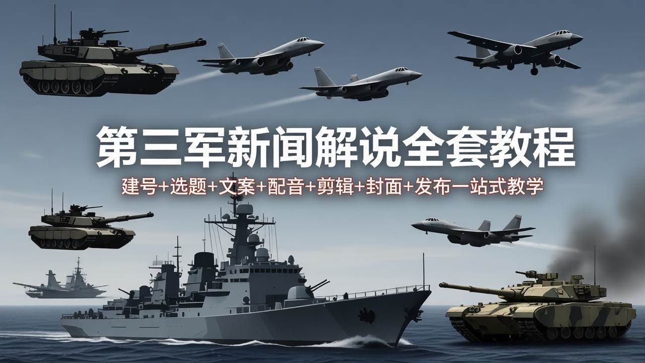 （18081期）第三军迷新闻解说全套教程：建号+选题+文案+配音+剪辑+封面+发布一站式教学 - 网创智汇