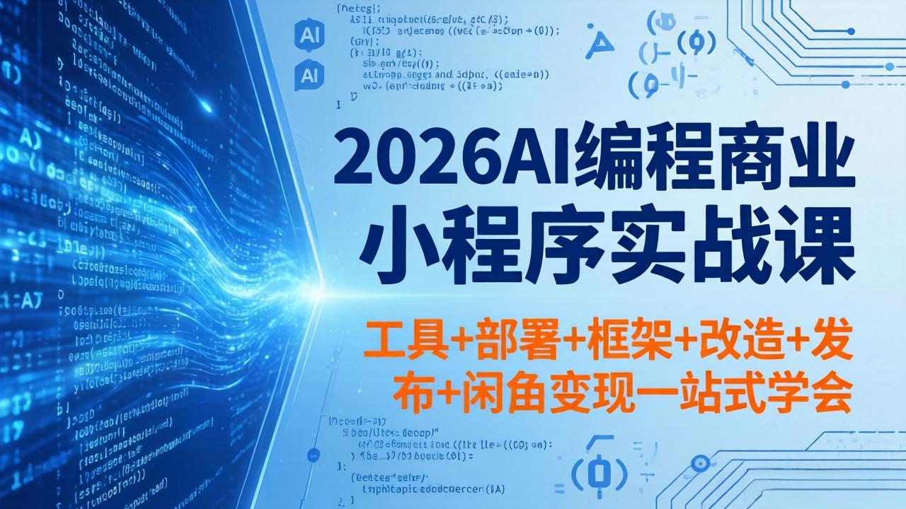 2026AI编程商业小程序实战课，工具+部署+框架+改造+发布+闲鱼变现一站式学会 - 网创智汇