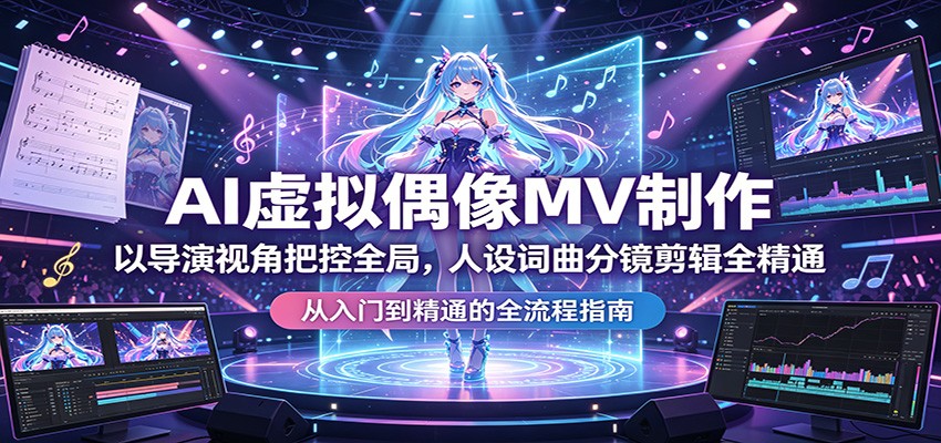 AI虚拟偶像MV制作：以导演视角把控全局，人设词曲分镜剪辑全精通 - 网创智汇