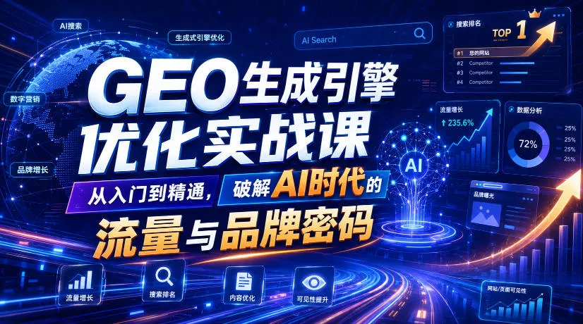 GEO生成引擎优化实战课，从入门到精通，破解AI时代的流量与品牌密码 - 网创智汇