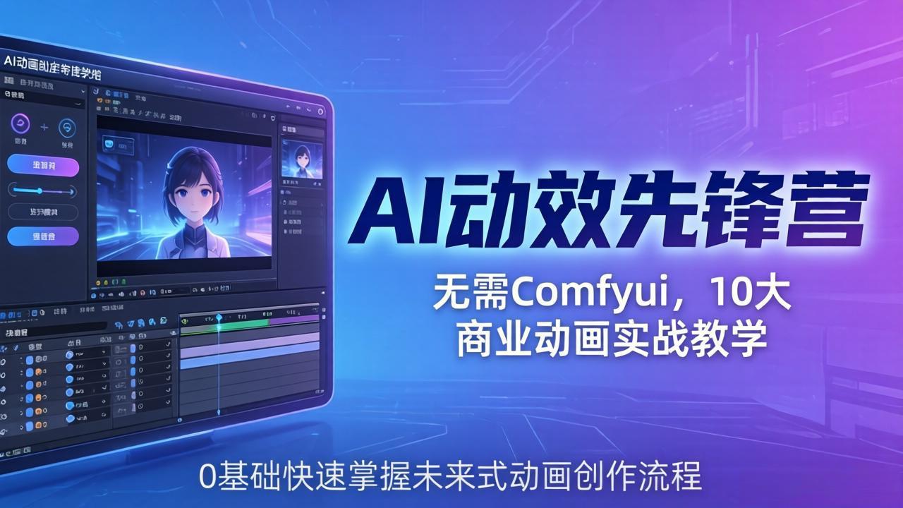 AI 动效先锋营：无需Comfyui，10大商业动画实战教学，0基础快速掌握未来式动画创作流程 - 网创智汇