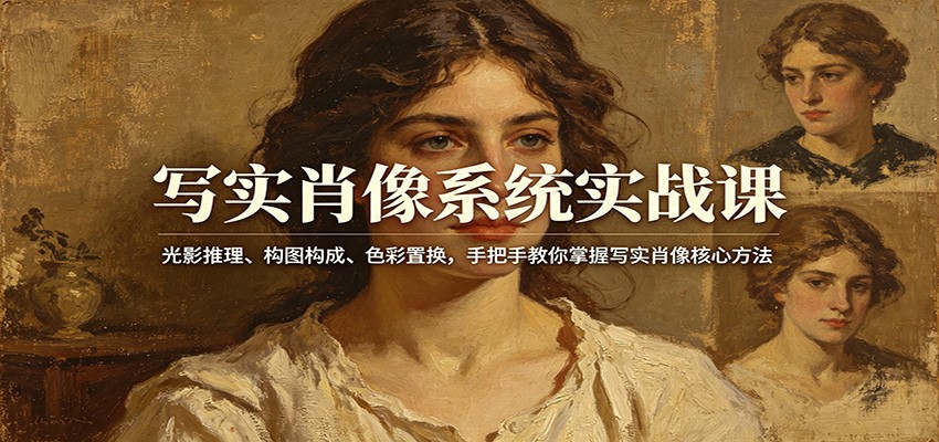 写实肖像系统实战课：光影推理、构图构成、色彩置换，手把手教你掌握写实肖像核心方法 - 网创智汇
