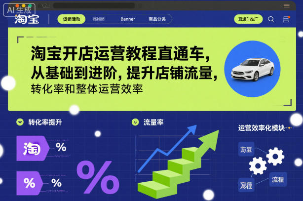 淘宝开店运营教程直通车，从基础到进阶，提升店铺流量，转化率和整体运营效率（更新26年3月） - 网创智汇