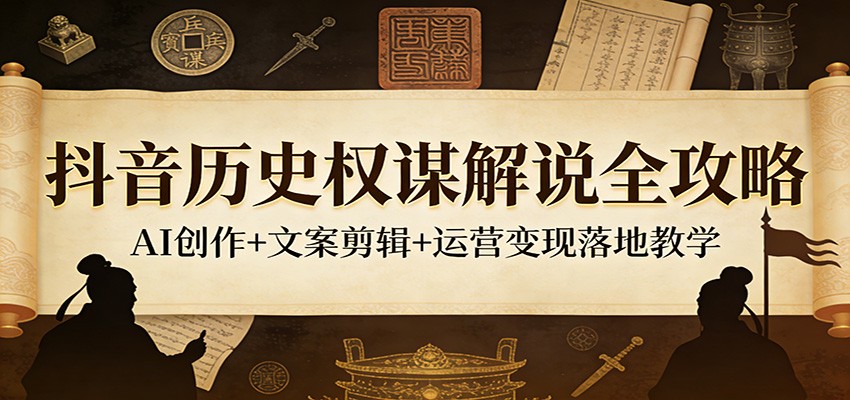 抖音历史权谋解说全攻略：AI创作+文案剪辑+运营变现落地教学 - 网创智汇
