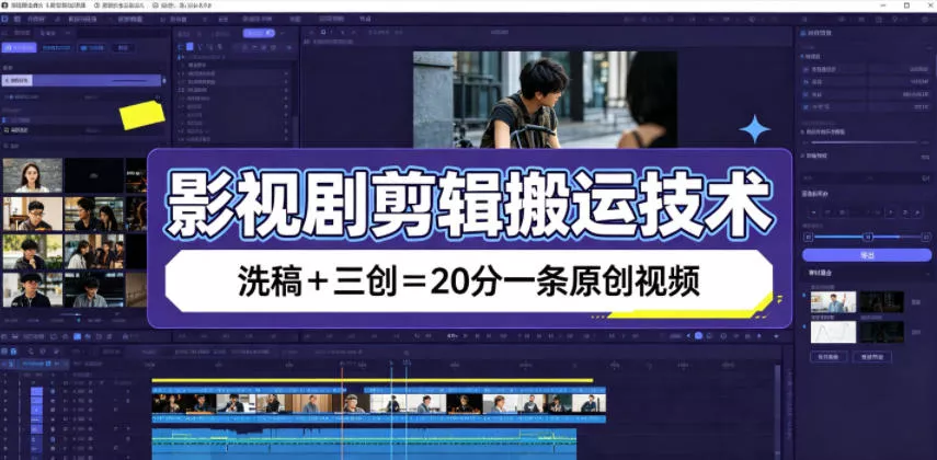 影视剧剪辑搬运技术，洗稿+三创=20分一条原创视频 - 网创智汇