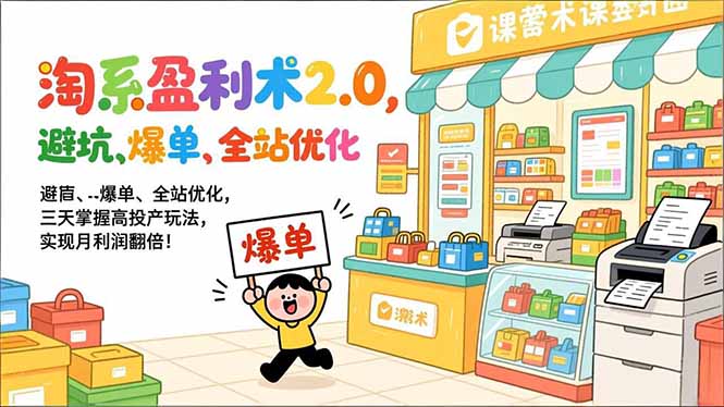 淘系盈利术2.0，避坑、爆单、全站优化，三天掌握高投产玩法，实现月利润翻倍！ - 网创智汇