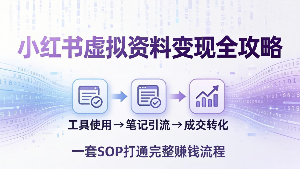 小红书虚拟资料变现全攻略：从工具使用到笔记引流成交，一套 SOP 打通完整赚钱流程 - 网创智汇