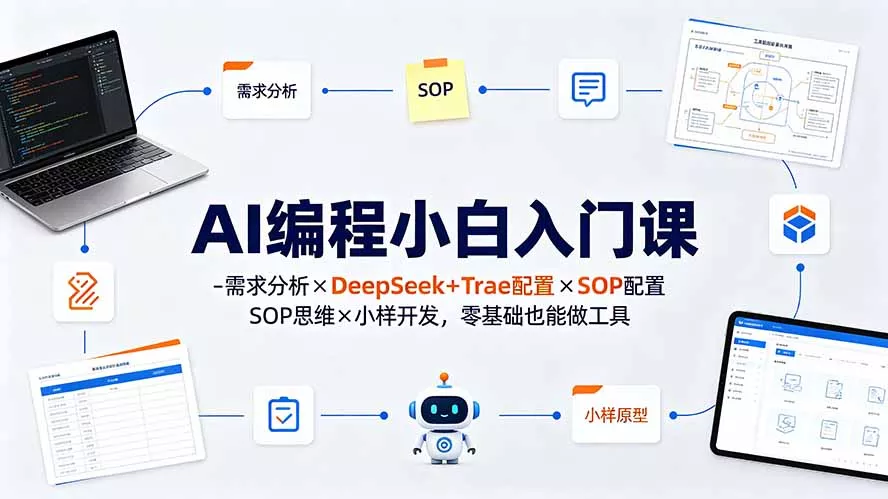 AI编程小白入门课-需求分析×DeepSeek+Trae配置×SOP思维×小样开发，零基础也能做工具 - 网创智汇