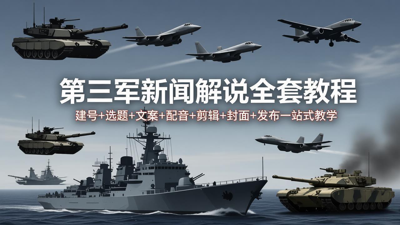 第三军迷新闻解说全套教程：建号+选题+文案+配音+剪辑+封面+发布一站式教学 - 网创智汇