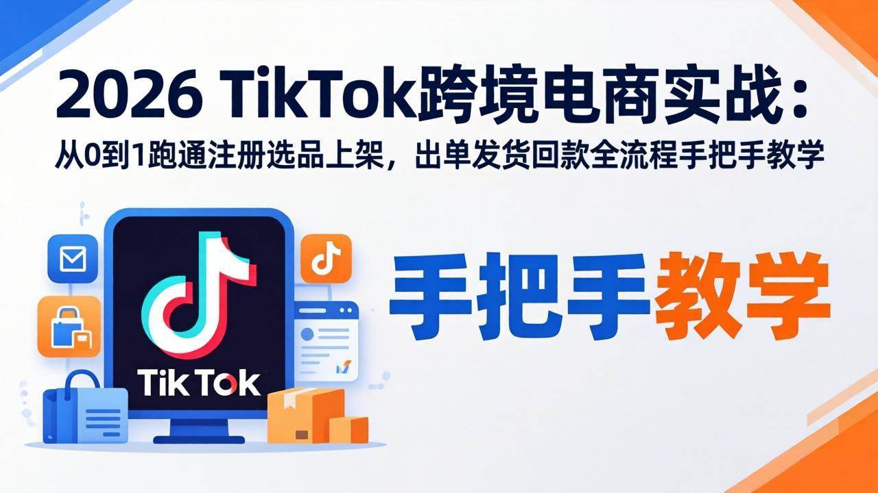 （17850期）2026TikTok跨境电商实战：从0到1跑通注册选品上架，出单发货回款全流程手把手教学 - 网创智汇