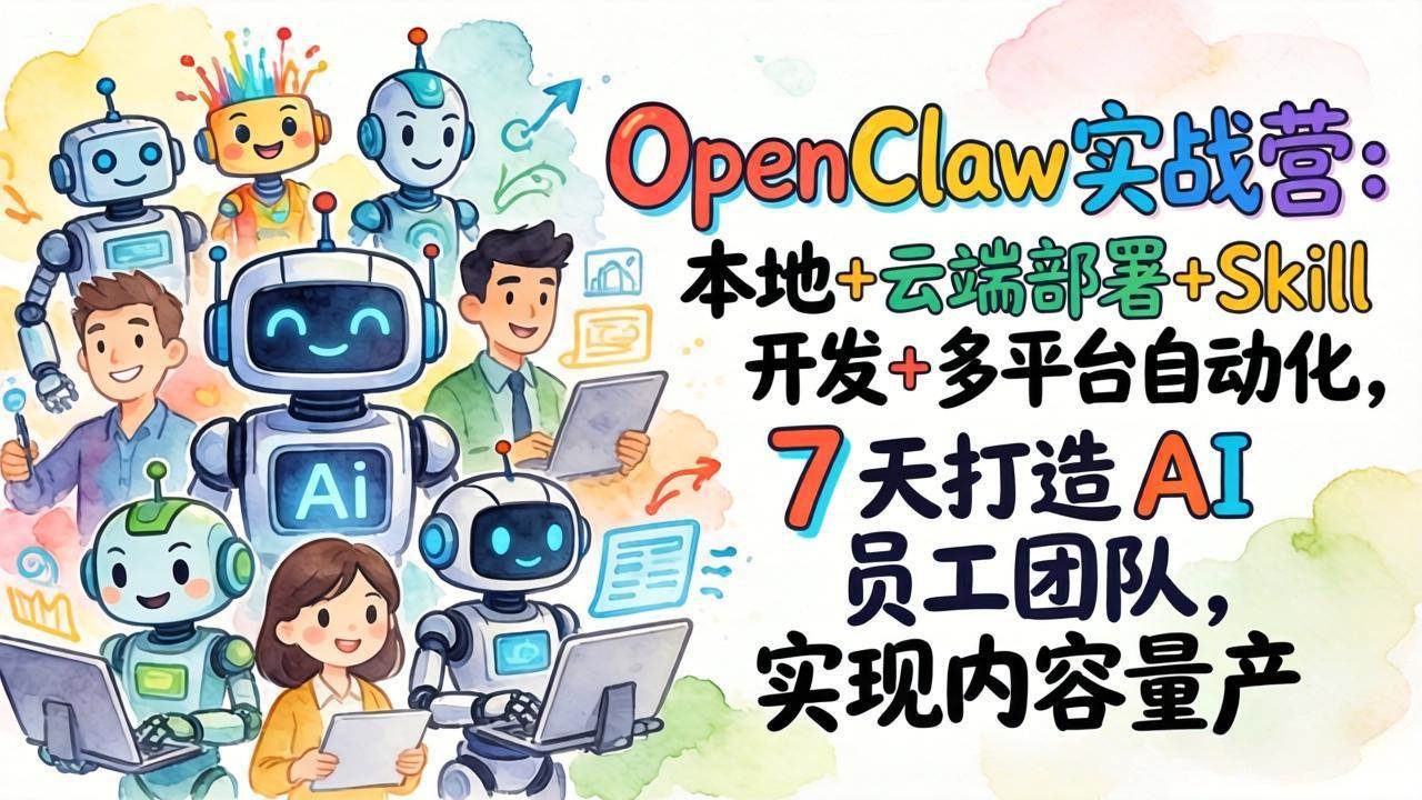 （17626期）OpenClaw实战营：本地+云端部署+Skill开发+多平台自动化，7 天打造 AI 员工团队，实现内容量产 - 网创智汇
