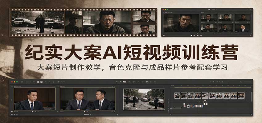 纪实大案AI短视频训练营：大案短片制作教学，音色克隆与成品样片参考配套学习 - 网创智汇