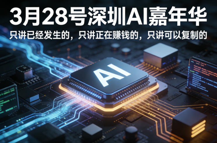 3月28号深圳AI嘉年华，只讲已经发生的，只讲正在賺钱的，只讲可以复制的 - 网创智汇