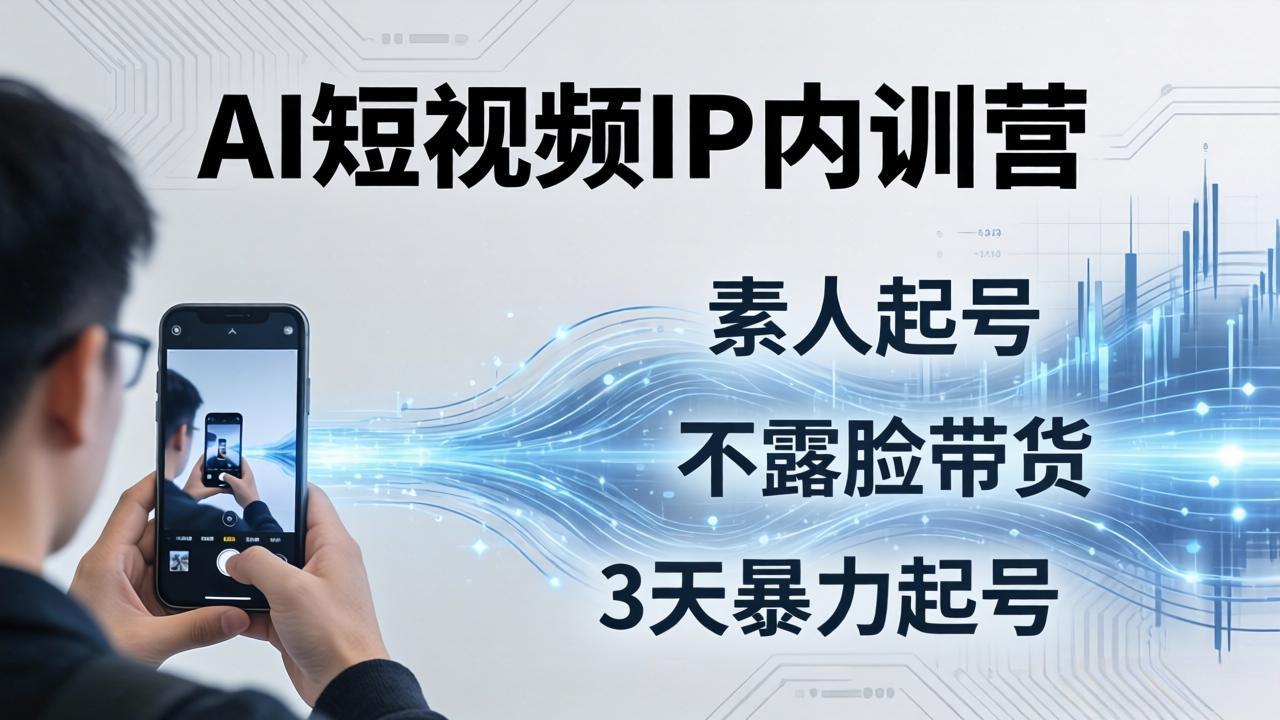 2026AI短视频IP内训营：从素人起号到不露脸带货，3天暴力起号全流程拆解 - 网创智汇