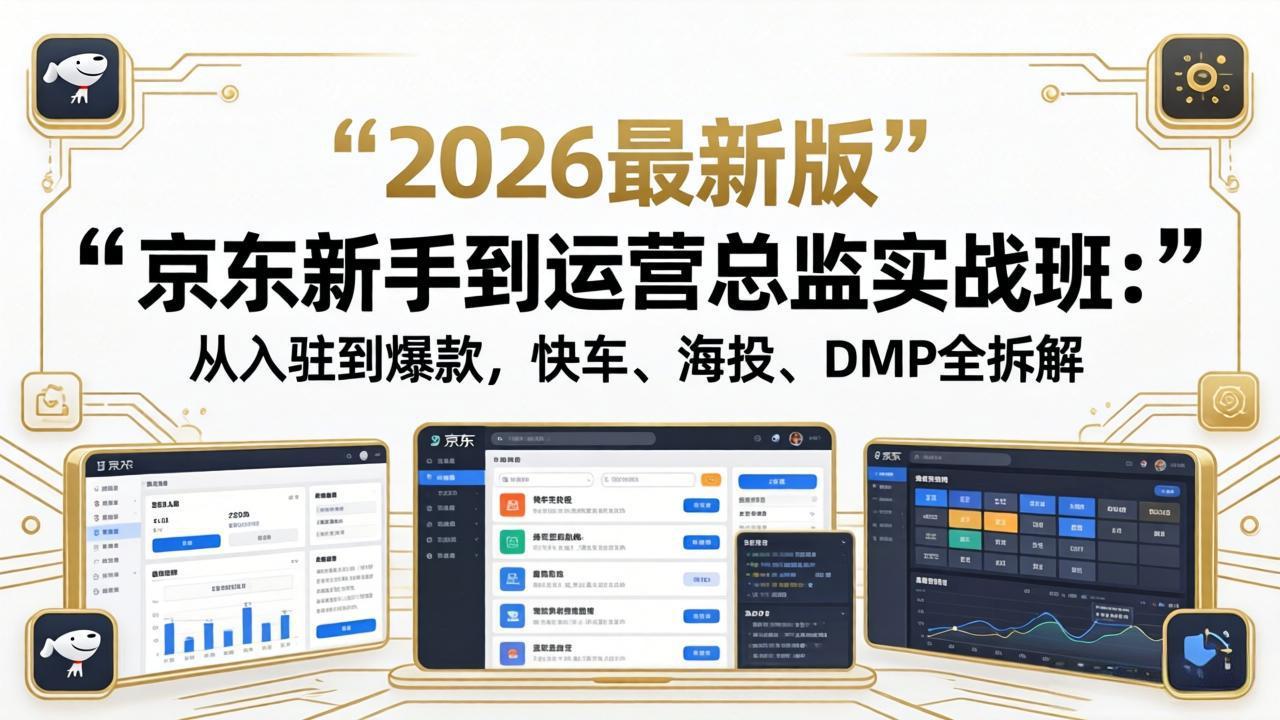 京东新手到运营总监实战班：从入驻到爆款，快车、海投、DMP全拆解，2026最新版 - 网创智汇