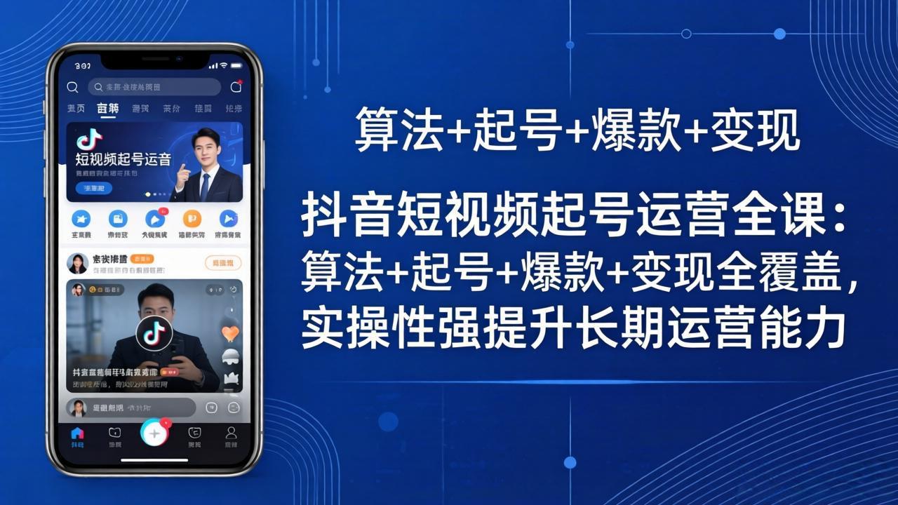 抖音短视频起号运营全课：算法+起号+爆款+变现全覆盖，实操性强提升长期运营能力 - 网创智汇