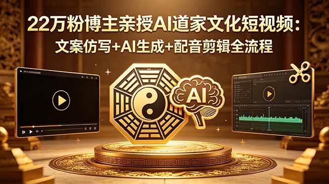 （18580期）22万粉博主亲授AI道家文化短视频：文案仿写+AI生成+配音剪辑全流程 - 网创智汇