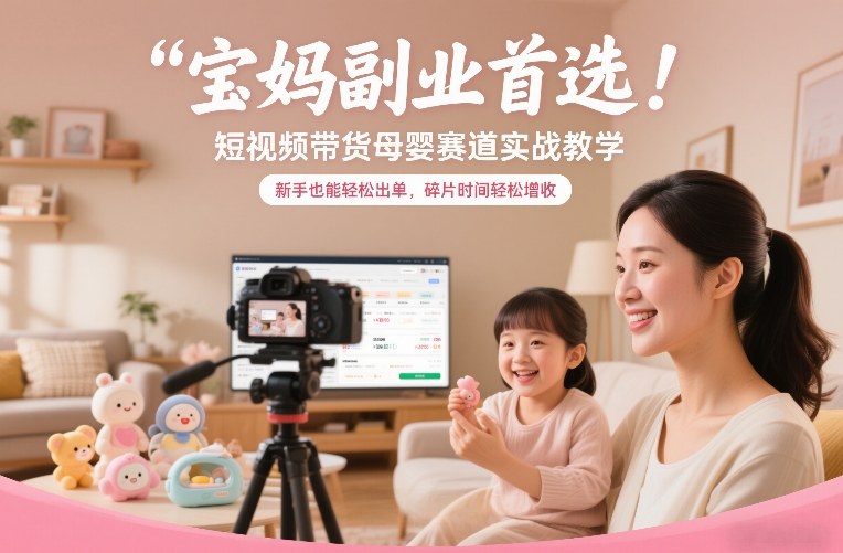 宝妈副业首选！短视频带货母婴赛道实战教学，新手也能轻松出单，碎片时间轻松增收 - 网创智汇