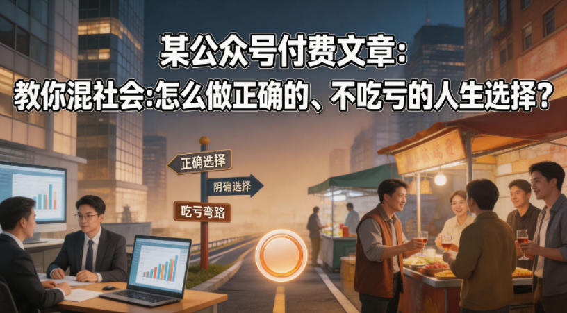 某公众号付费文章：教你混社会：怎么做正确的、不吃亏的人生选择？ - 网创智汇