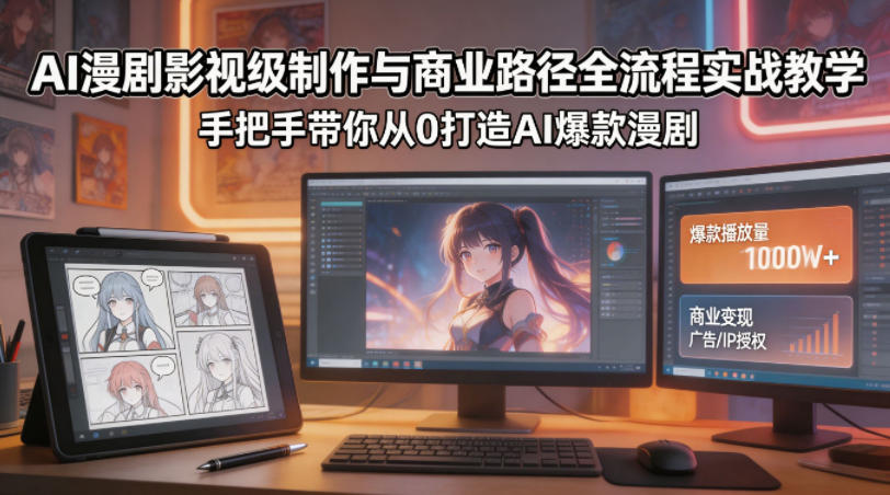 AI漫剧影视级制作与商业路径全流程实战教学，手带你从0打造AI爆款漫剧 - 网创智汇
