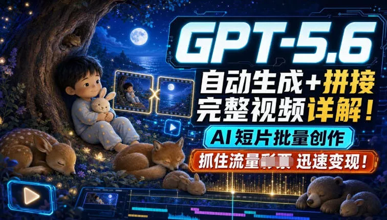 GPT-5.6自动生成＋拼接完整视频详解，AI短片批量创作，抓住流量迅速变现！ - 网创智汇