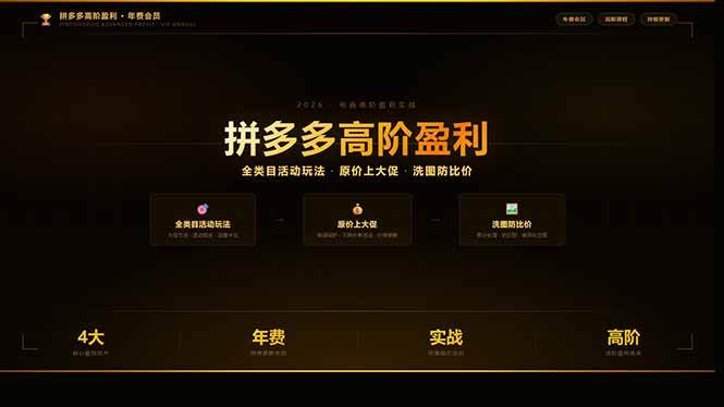 （17848期）拼多多高阶盈利年费会员(更新3月31)：全类目活动玩法、原价上大促、洗图防比价等核心盈利技术 - 网创智汇