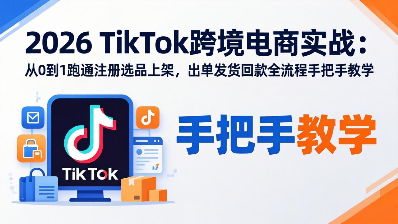2026TikTok跨境电商实战：从0到1跑通注册选品上架，出单发货回款全流程手把手教学 - 网创智汇