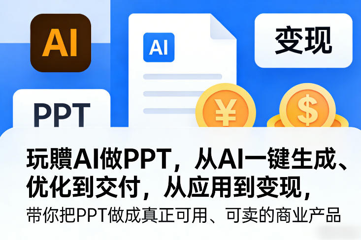 玩賺AI做PPT，从AI一键生成、优化到交付，从应用到变现，带你把PPT做成真正可用、可卖的商业产品(更新0401) - 网创智汇