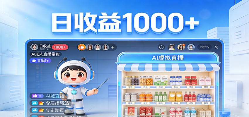 不用露脸不用说话，24小时自动卖货赚钱，全天自动直播，收益看得见 - 网创智汇