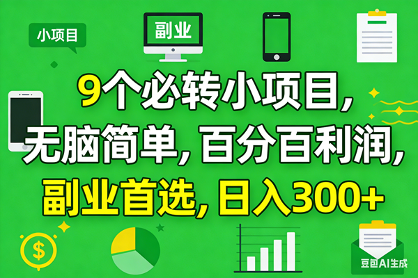 （17765期）10个必赚小项目，百分百有利润，无脑简单，副业首选，日入300+ - 网创智汇