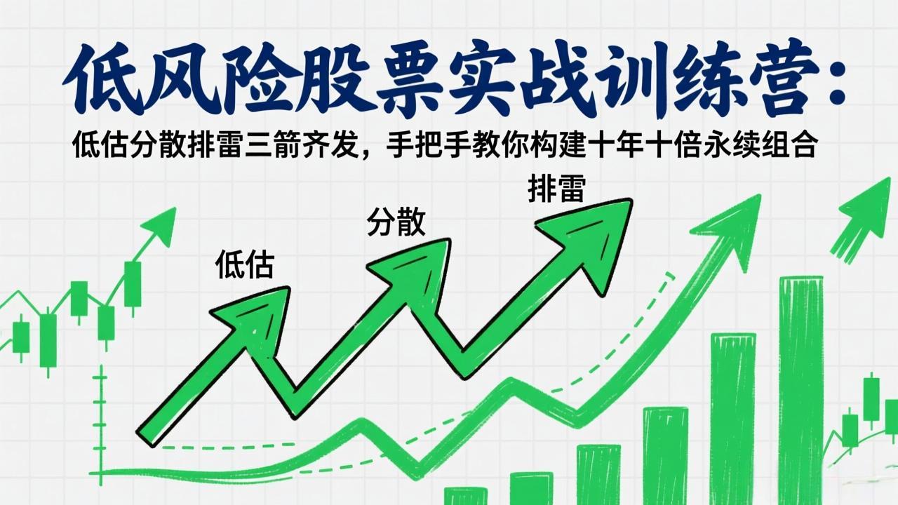 低风险股票实战训练营：低估分散排雷三箭齐发，手把手教你构建十年十倍永续组合 - 网创智汇