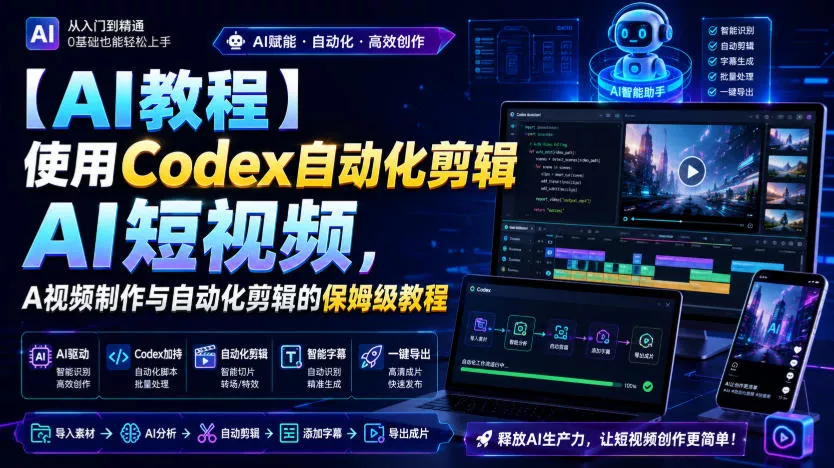 【AI教程】使用Codex自动化剪辑AI短视频，AI视频制作与自动化剪辑的保姆级教程 - 网创智汇