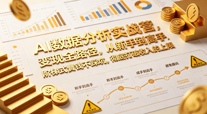 AI数据分析实战营，变现全路径，从新手到高手，阶梯式賺钱不踩坑，彻底打破收入的上限 - 网创智汇
