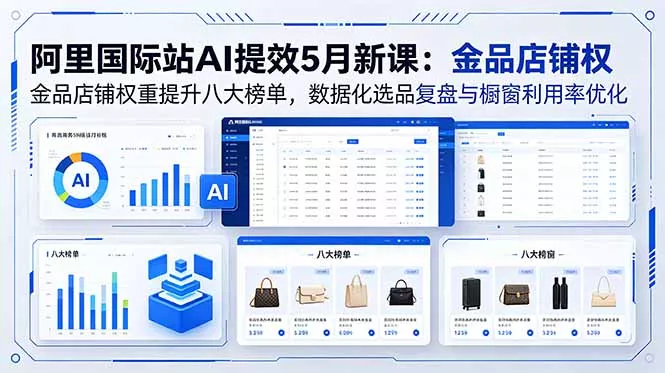 阿里国际站AI提效5月新课：金品店铺权重提升八大榜单，数据化选品复盘与橱窗利用率优化 - 网创智汇