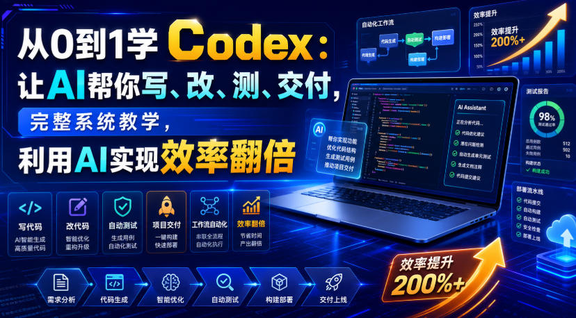 从0到1学Codex：让AI帮你写、改、测、交付，完整系统教学，利用AI实现效率翻倍 - 网创智汇