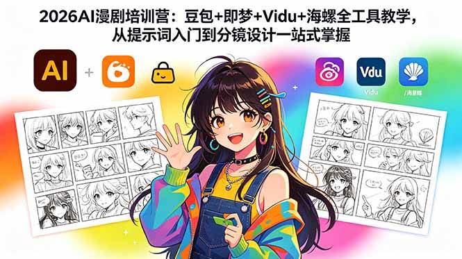 （18607期）2026AI漫剧培训营：豆包+即梦+Vidu+海螺全工具教学，从提示词入门到分镜设计一站式掌握 - 网创智汇